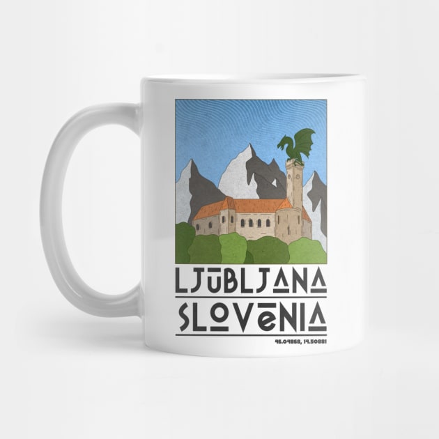 Ljubljana, Slovenia Retro Travel by JDP Designs